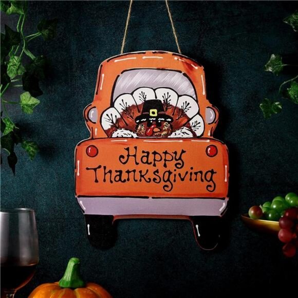 Happy Thanksgiving Decor Thanksgiving Turkey Door Sign Wooden Turkey Door - Picture 2 of 8